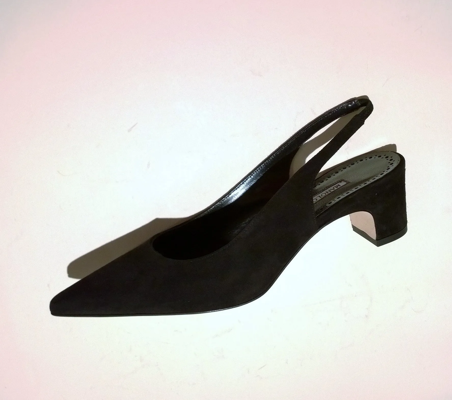 Manolo Blahnik Paledaba Black Suede Slingback Heels New Shoes