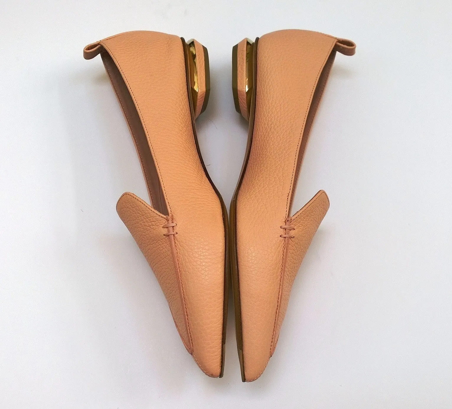 Nicholas Kirkwood Powder Peach Pink Leather Beya Loafers Flats