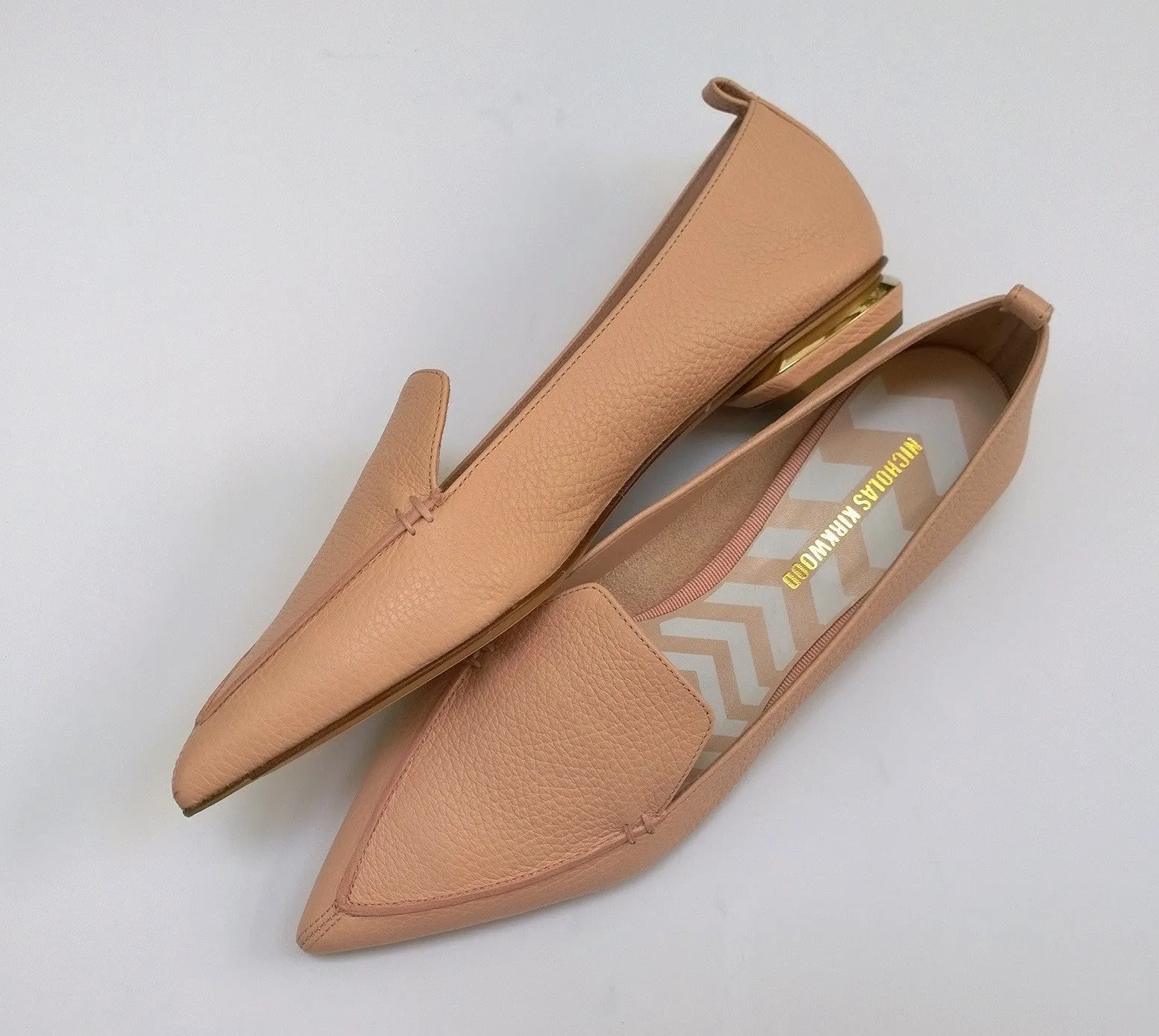 Nicholas Kirkwood Powder Peach Pink Leather Beya Loafers Flats