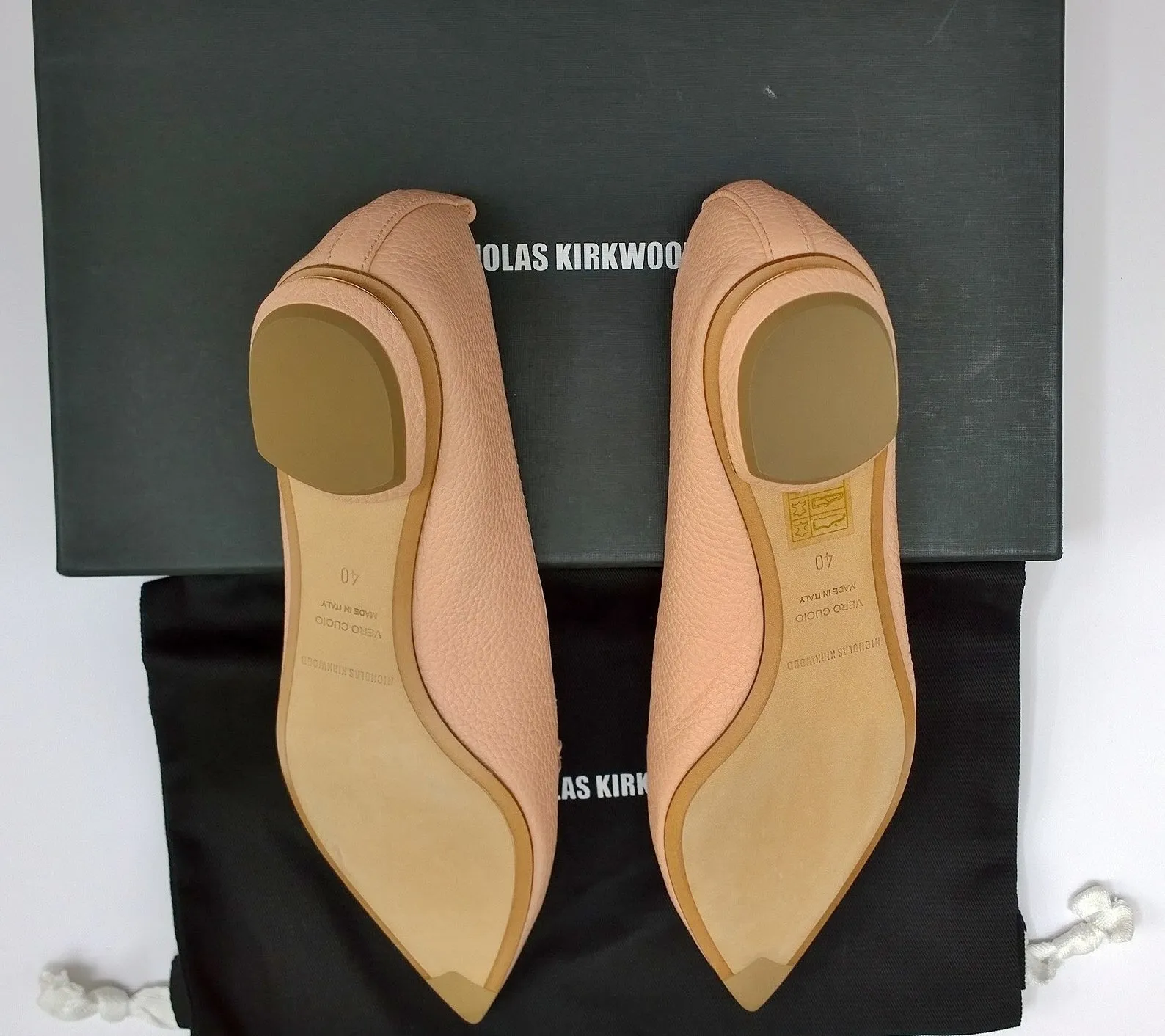 Nicholas Kirkwood Powder Peach Pink Leather Beya Loafers Flats