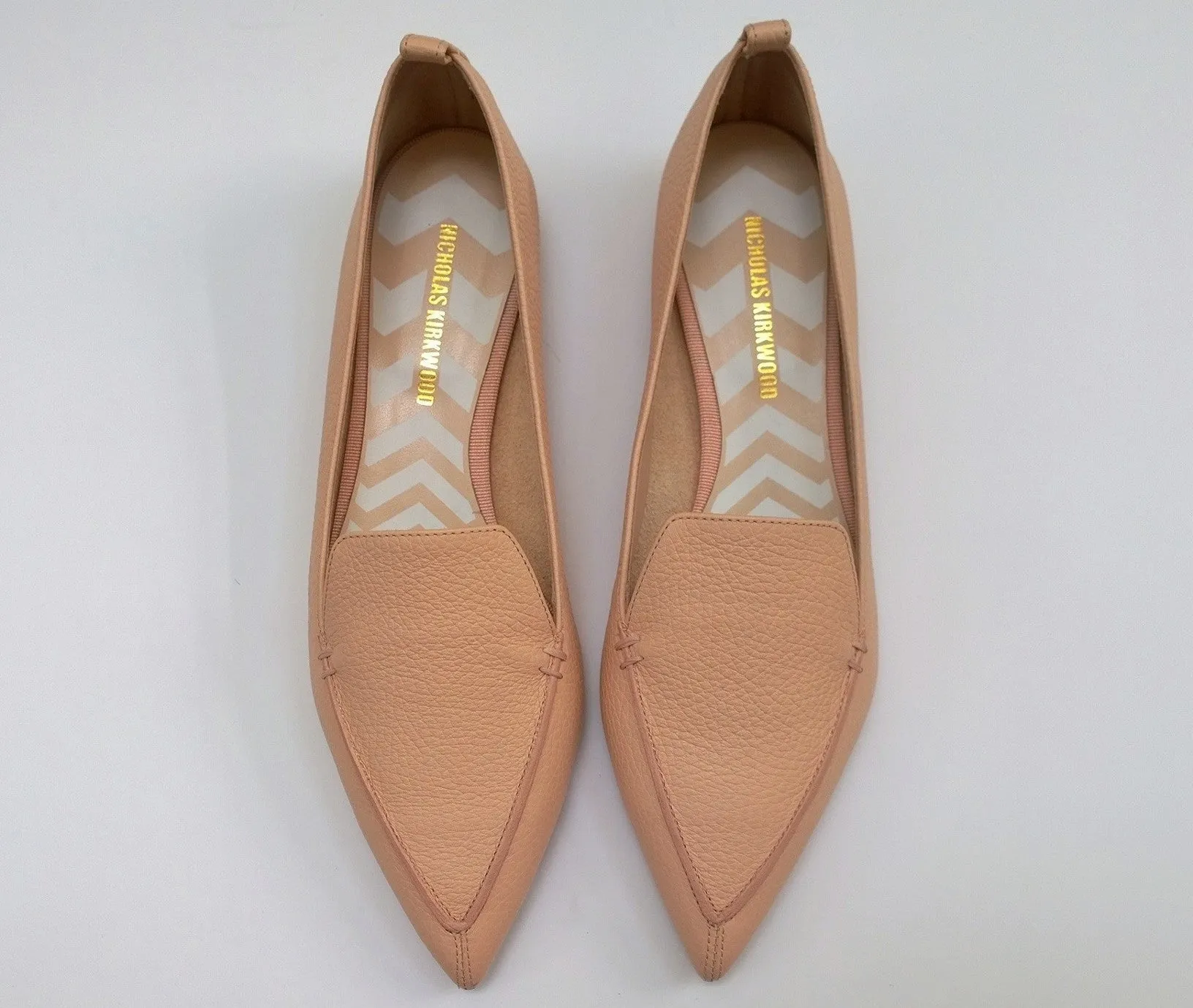 Nicholas Kirkwood Powder Peach Pink Leather Beya Loafers Flats