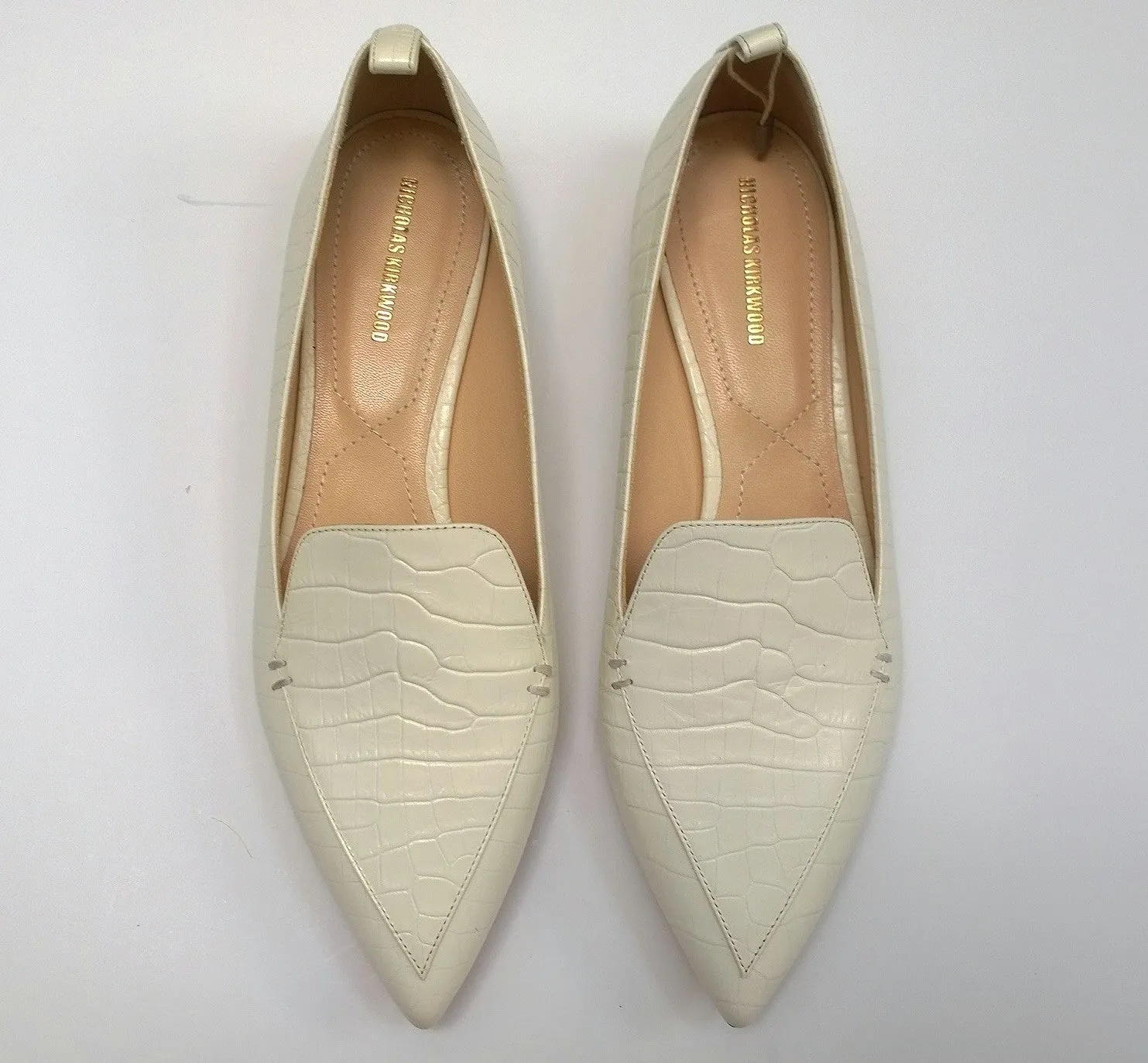 Nicholas Kirkwood White Embossed Croc Leather Beya Loafers