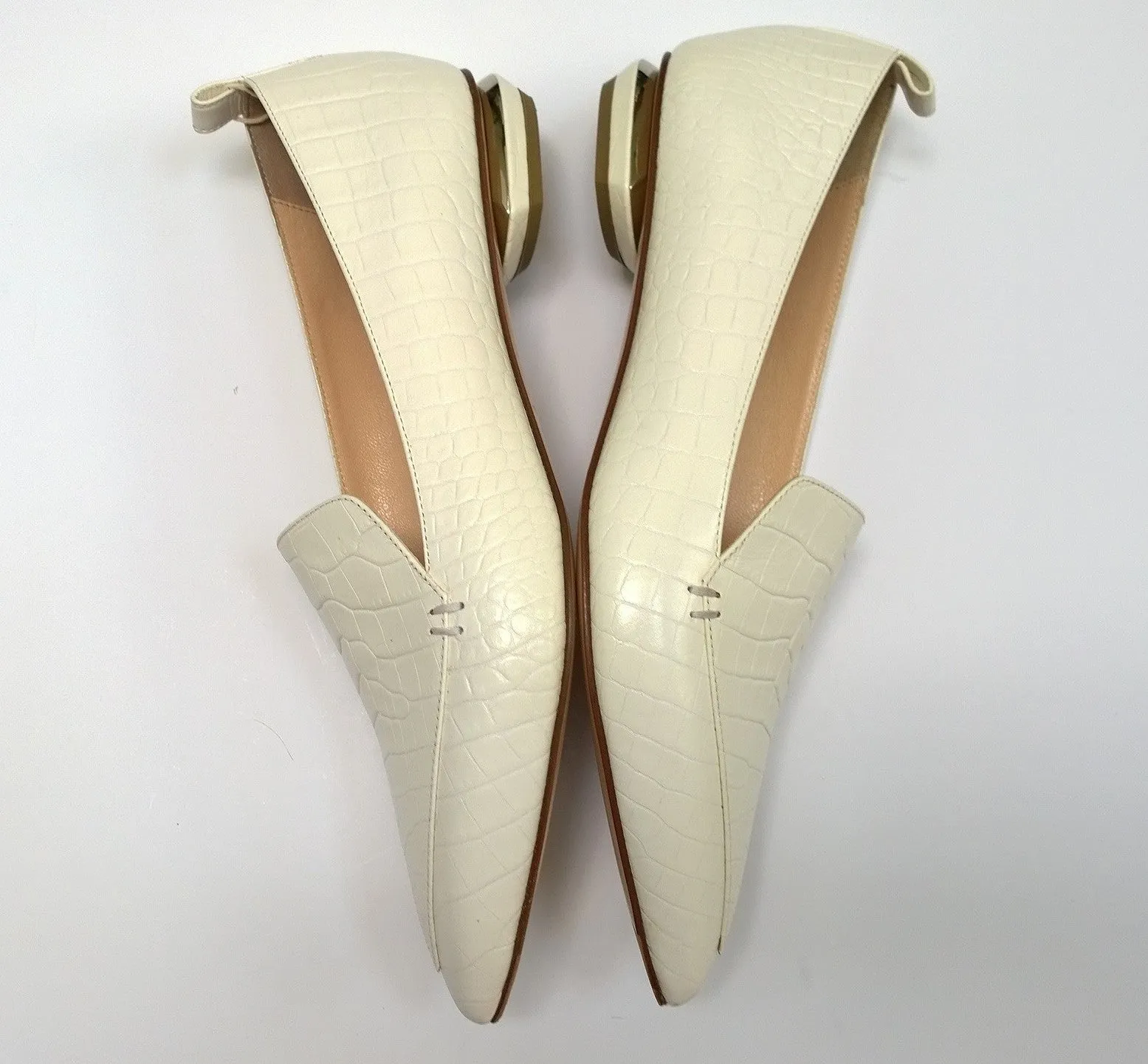 Nicholas Kirkwood White Embossed Croc Leather Beya Loafers