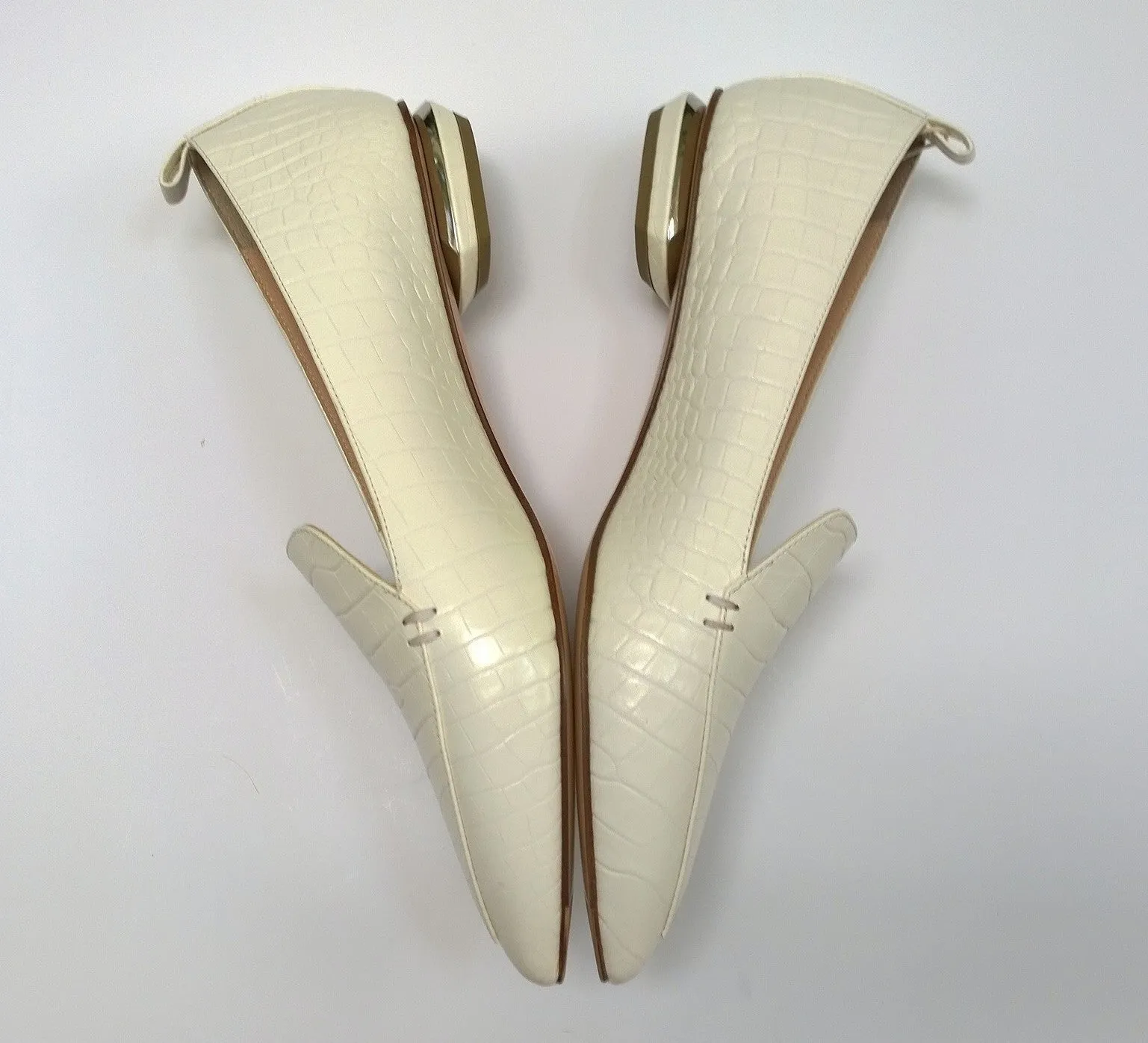 Nicholas Kirkwood White Embossed Croc Leather Beya Loafers