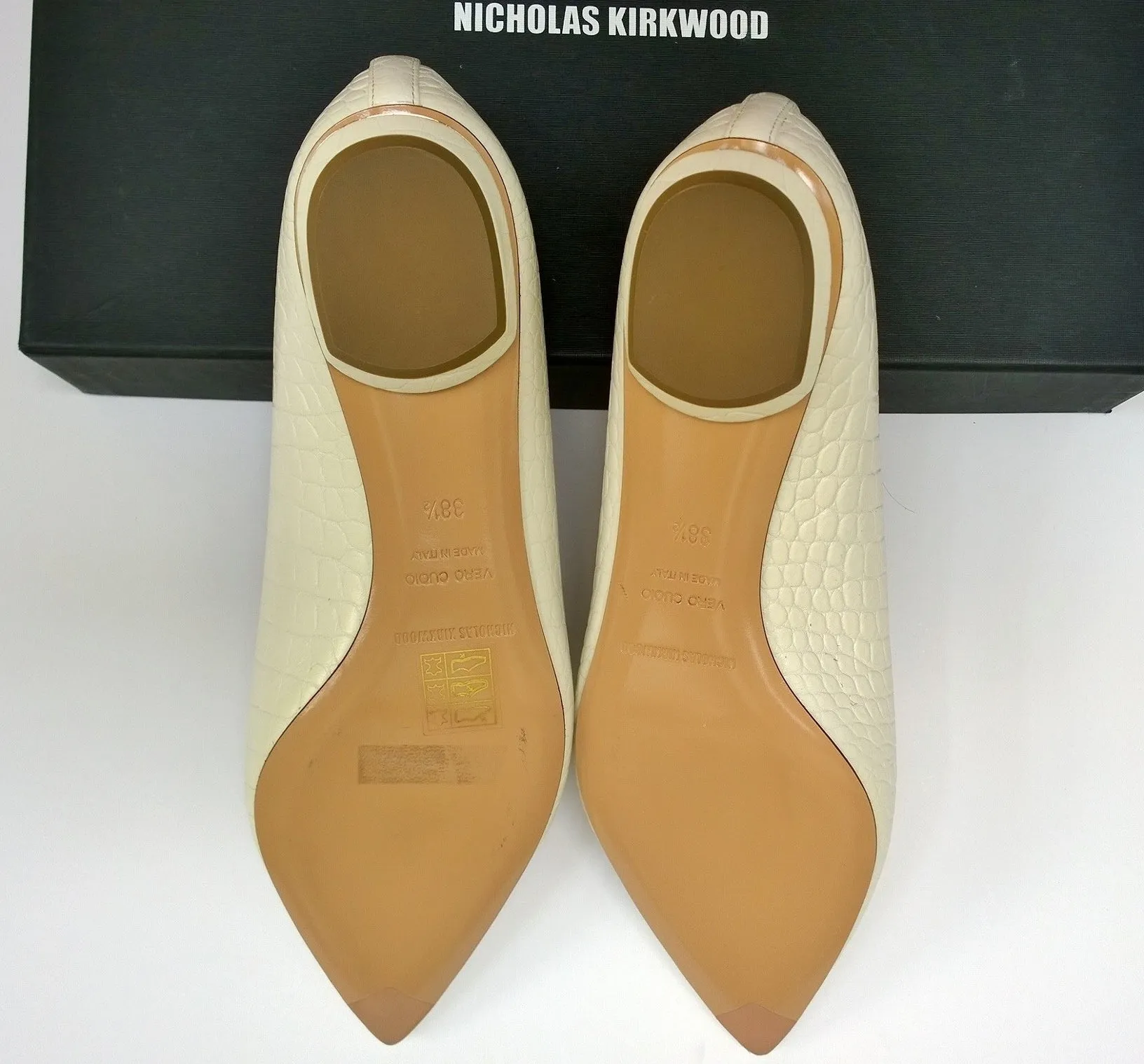 Nicholas Kirkwood White Embossed Croc Leather Beya Loafers