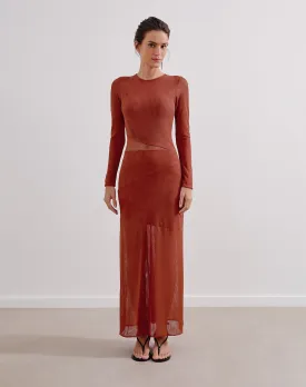 Nora Long Dress (exchange only) - Brick