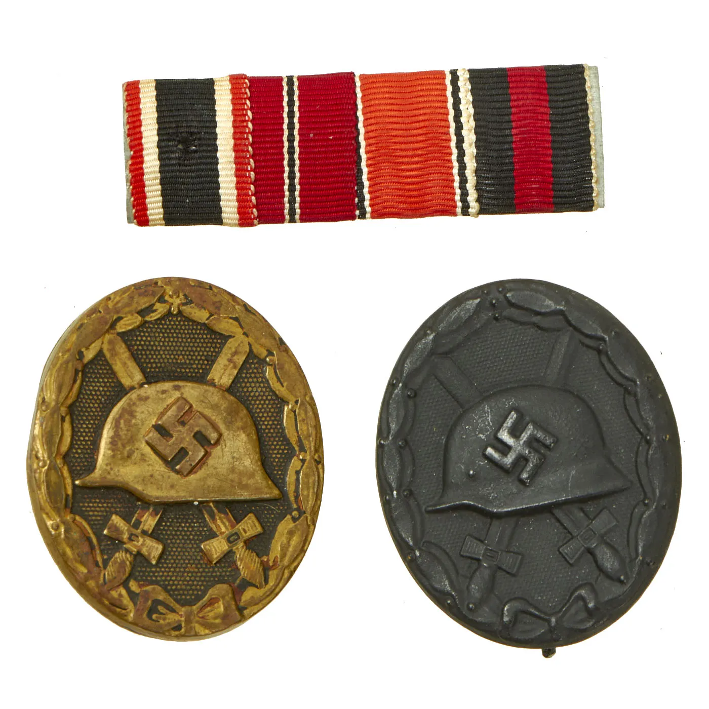 Original German WWII Medal and Insignia Lot Featuring 2nd Class Iron Cross - 5 Items