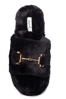 'Plush Life' Slippers - Black