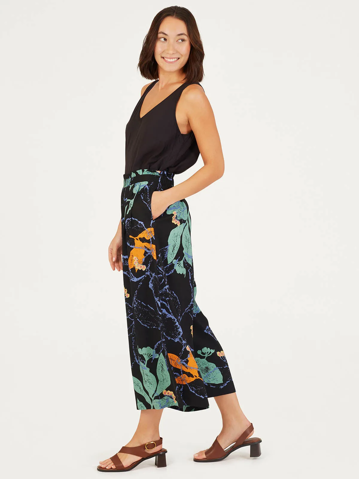 Ravi Modal Wide Leg Culotte - Black