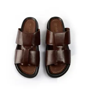 Roma Leather Slippers - Brown