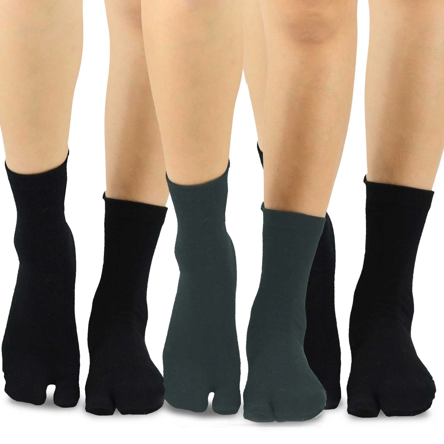 TeeHee Socks Unisex Casual Cotton Big Toe Black/Charcoal 3-Pack (11708)