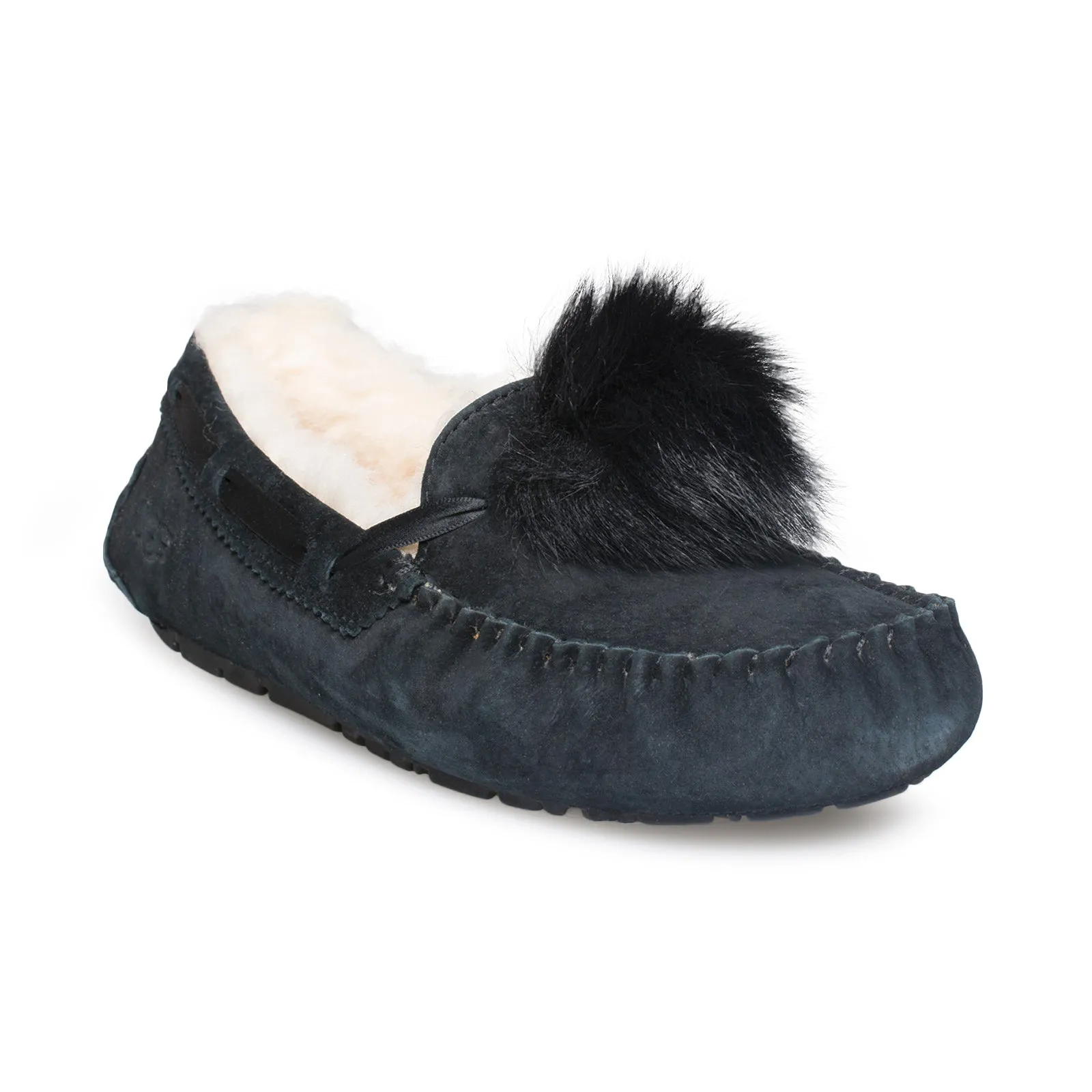 UGG Dakota Pom Pom Black Slippers