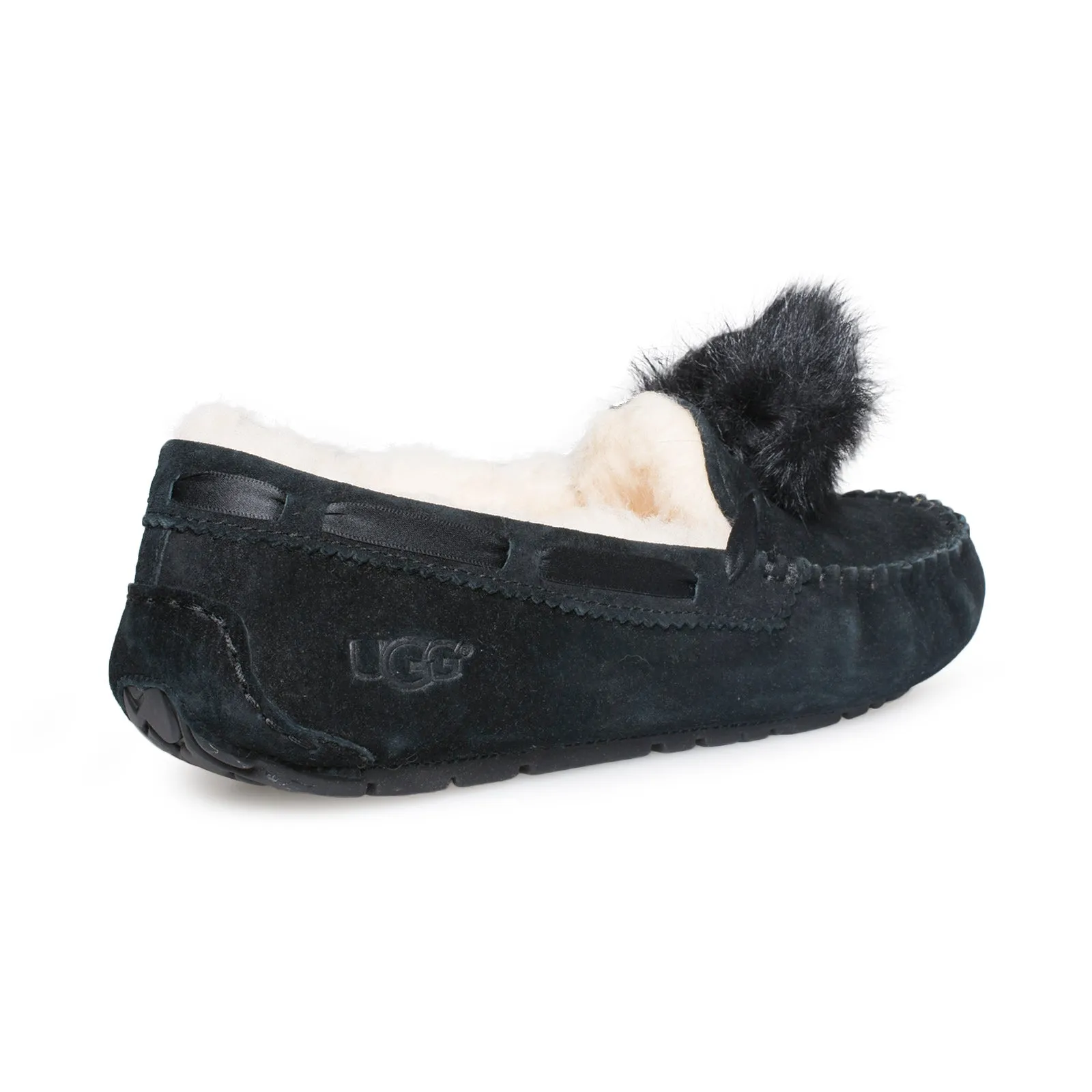 UGG Dakota Pom Pom Black Slippers