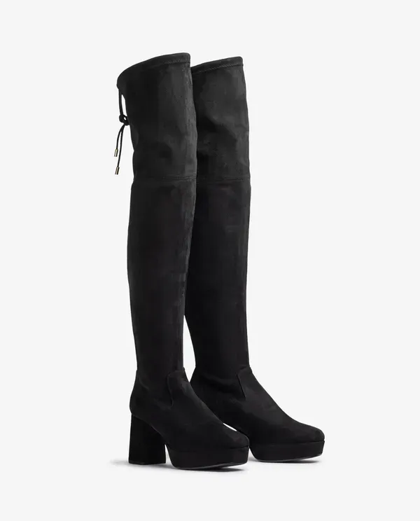 UNISA MERKEL Black Suede Platform Sole over knee Boot