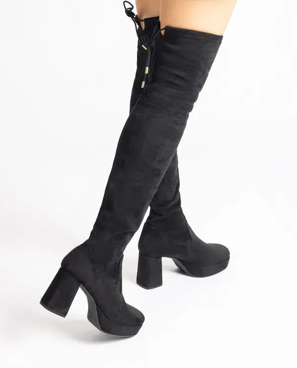 UNISA MERKEL Black Suede Platform Sole over knee Boot