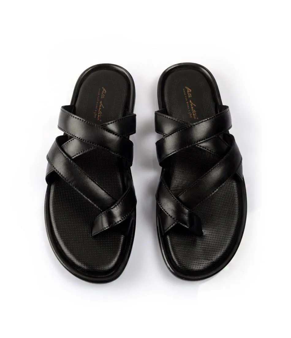 Venezia Leather Slippers - Black