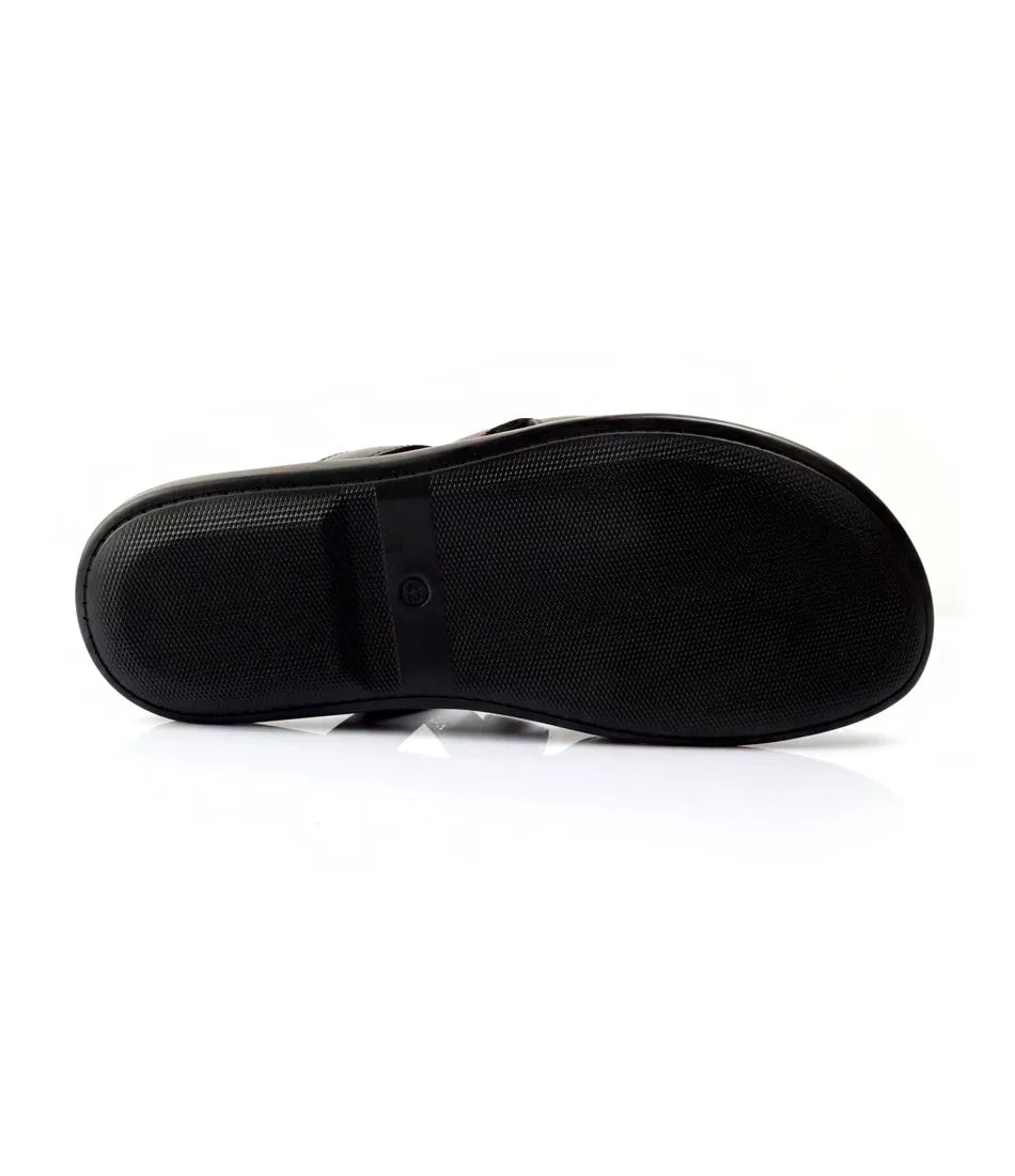 Venezia Leather Slippers - Black