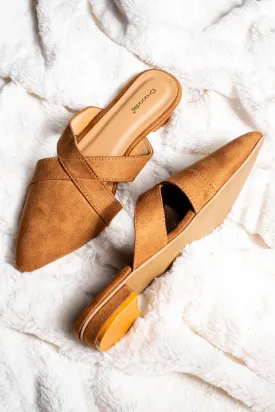 Viviana - Suede Mule Flats in Beige