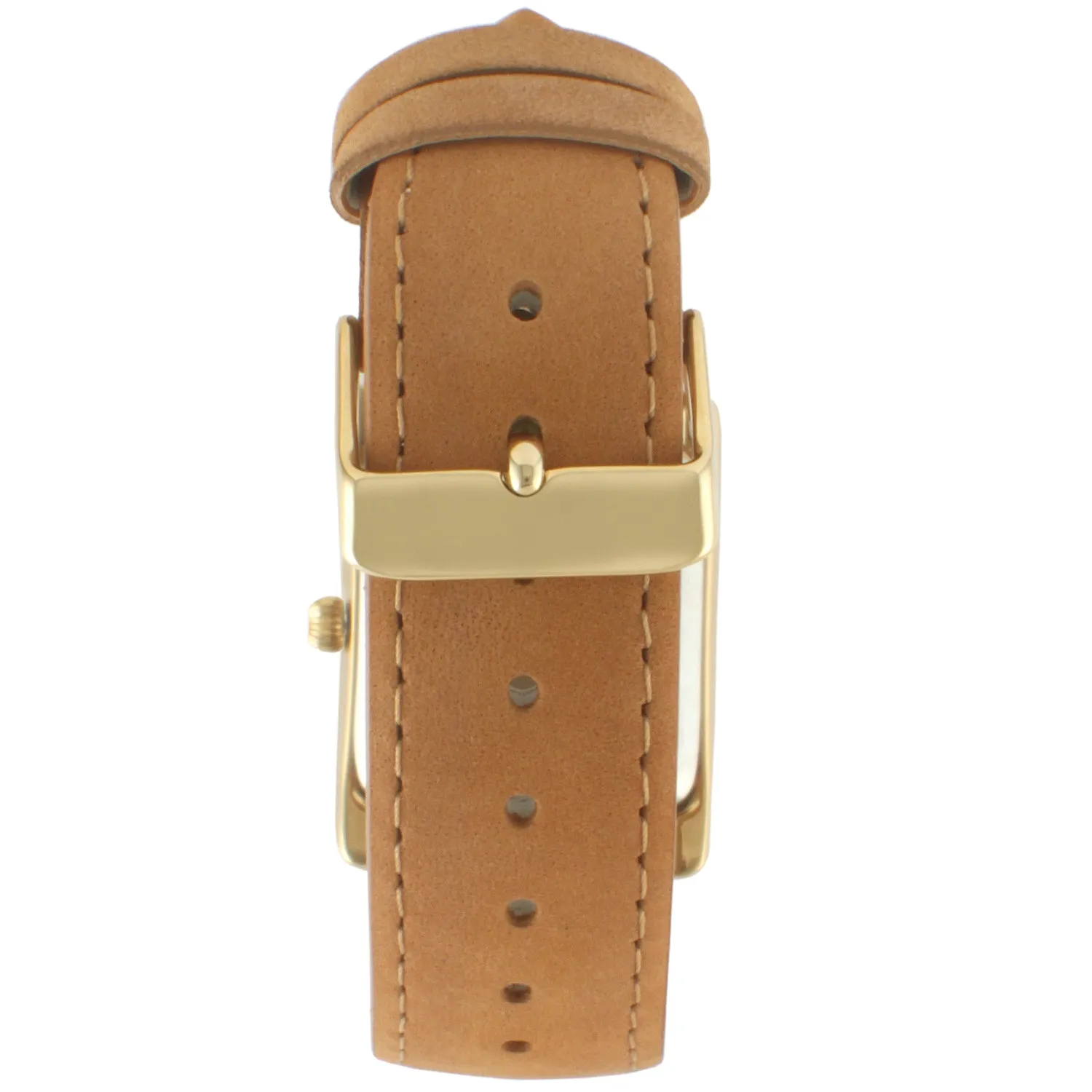 Women's Tank Watch Roman Dial Brown Suede Leather Strap