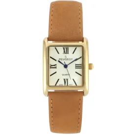 Women's Tank Watch Roman Dial Brown Suede Leather Strap